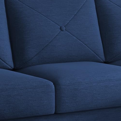 Image of Baloney RHS 6 Seater L Shape Sofa Set with Center Table for Living Room (Blue Fabric) Premium Fabric Sofa