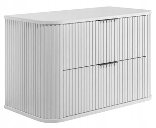 Rodan Badunterschrank Weiß – Waschbeckenunterschrank mit 2 Soft-Close Schubladen – Moderner Hängeschrank unter Waschbecken – Badezimmer Unterschrank ohne Waschbecken 51,7 x 80,4 x 41,5