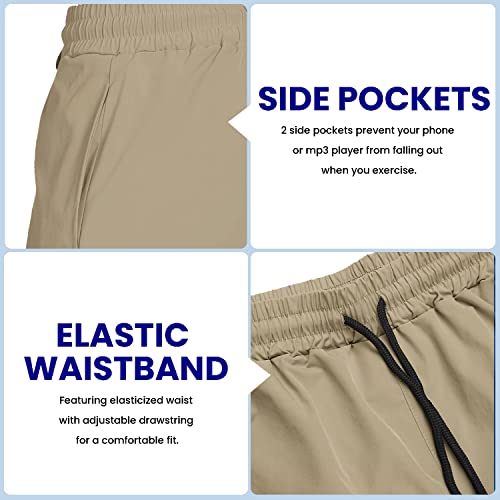 Coofandy Men's 2 Pack Gym Workout Shorts Quick Dry Bodybuilding Weightlifting Pants Training Running Jogger With Pockets (Light Khaki/Grey, Large) #TOP4