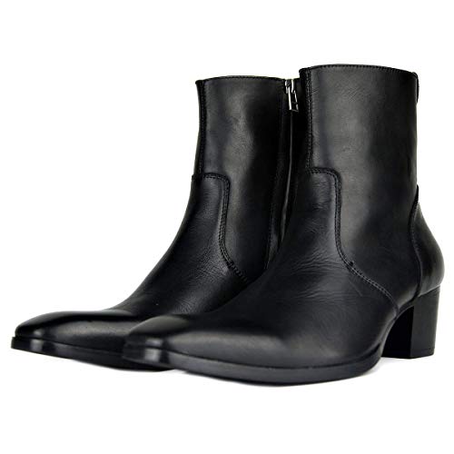 Osstone Dress Boot For Men Leather Chukka Designer Boots Casual Heel Shoes Zipper-Up Vf1088-Black-Us 10 #TOP4