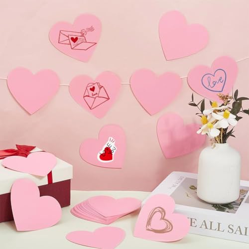 SOFPLATE 50 Stück Rosa Papierausschnitt Herz 15cm Herzförmiges Papier Ausschnitte Pinnwand Mit Runder Doppelkleber Punkt Für Valentinstag DIY Bastelprojekte Pinnwand Party Heimwanddekoration