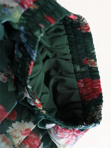 Women Elastic Waist Flower Printed Tulle Skirts Layered Flowy Ball Gown Skirt Fairy Mesh Midi Skirt3