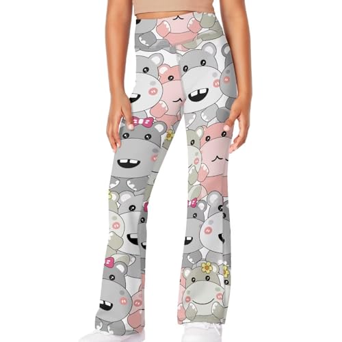 Dolyues Girl's Flare Leggings Waisted Bootcut Yoga Pants Kids Dance Bell Bottoms Leggings with Cute Patterns4