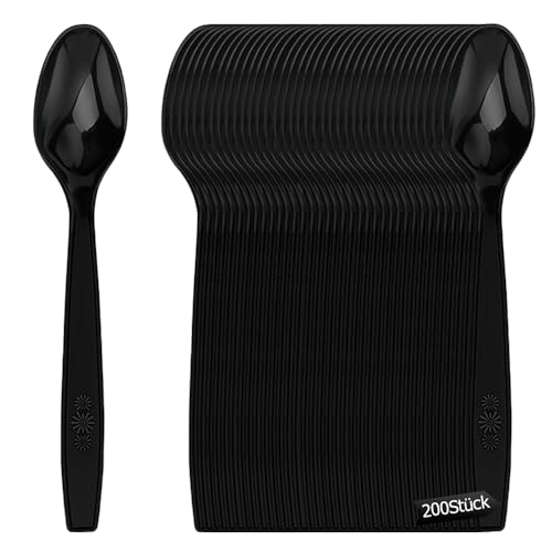 Plastikbesteck, 200 Stück PlastikLöffel, Party Besteck, Premium Plastikbesteck, Wiederverwendbar robust plastik PlastikLöffel für Familie Partys...