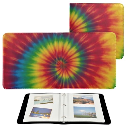 Álbum de fotos autoadhesivo, álbum de fotos de la infancia, álbum de fotos de 4 x 6, 5 x 7, 6 x 8 pulgadas, teñido anudado arcoíris
