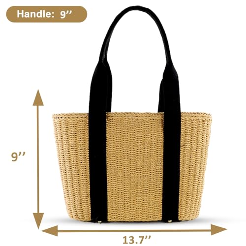 Bolso de playa tejido para mujer con correas acolchadas miniatura 4