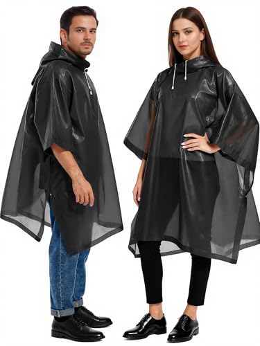 rain ponchos for adults men women（5 Pack） Family Portable EVA Raincoat with Hood Reusable3