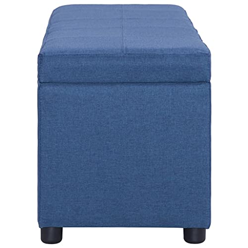 Banc avec compartiment de rangement en polyester rembourré bleu de finition supérieure - 4
