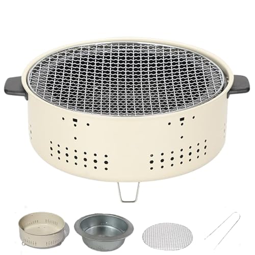 Parrilla de carbón portátil de mesa con mango y pies, 12.2 x 5.5 pulgadas, ideal para barbacoa y hervidor de té, desmontable y lavable, perfecta para 5 a 10 personas, diseño ventilado