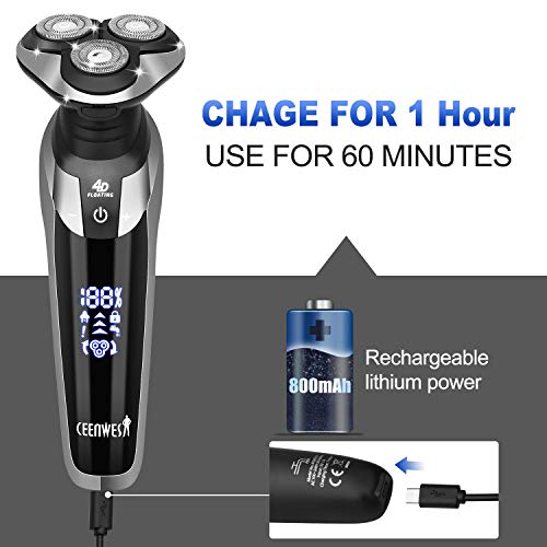 Ceenwes Electric Razor for Men 2 in 1 Rechargeable Electric Shaver Cordless Hair clippers Beard Trimmer Waterproof Wet & Dry Rotary Shavers