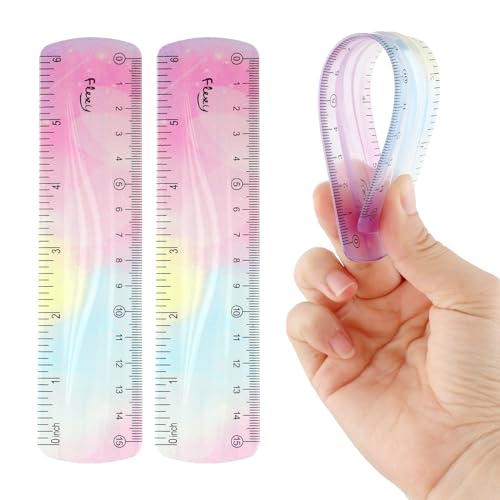 Mabor Lot de 2 règles flexibles, règle jolie de 15 cm, petite règle pour journal intime, colorée