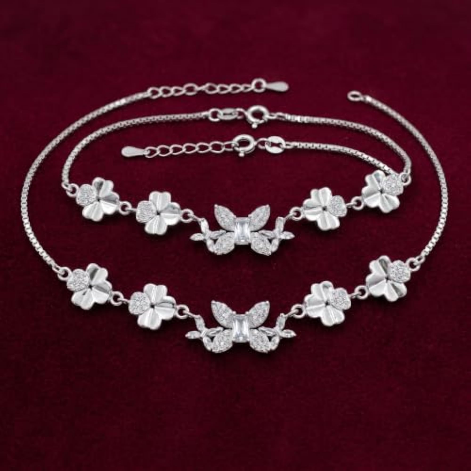 Women's Mint Pearl Blossom 925 Silver Anklet