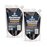 Fermentaholics Organic Unsulphured Blackstrap Molasses | 20 Oz Pouch | OU Kosher & Unsulfured | Spouted Pouch for Easy Measuring and Pouring (2-Pack)