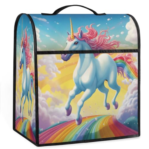 Coffee Maker Cover Rainbow Unicorn Animal Kitchen Appliance Covers Small Appliance Covers Blender Cover Juicer Cover Dust Covers for Kitchen Appliances with Top Handle and Pockets,Washable,B300