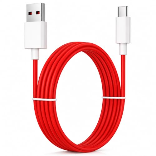 Image of Dash /WARP 65W USB A to C Fast Charging Data Cable Compatible with OnePlus 15,15R,13,13S,13R,12,12R,11,11R,1010R,10T,10 Pro,9,9RT,9R,9 Pro,8,8T,7T,7 Pro,Nord 6,Nord 5,CE4,CE3,CE2 Lite,Nord 4 (1m)