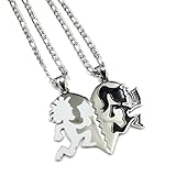One Pair Of Pendant Charm White Black Hatchetman Hatchet Man womenJuggalo Juggalette Couple Heart Necklace 4mm 24'' silver hip hop pendant for Women, Men, hatchet man
