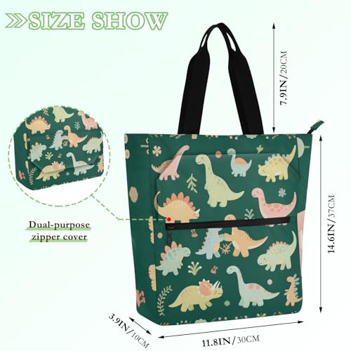 Bolsa de mano de dinosaurio verde infantil y juvenil con cremallera 2