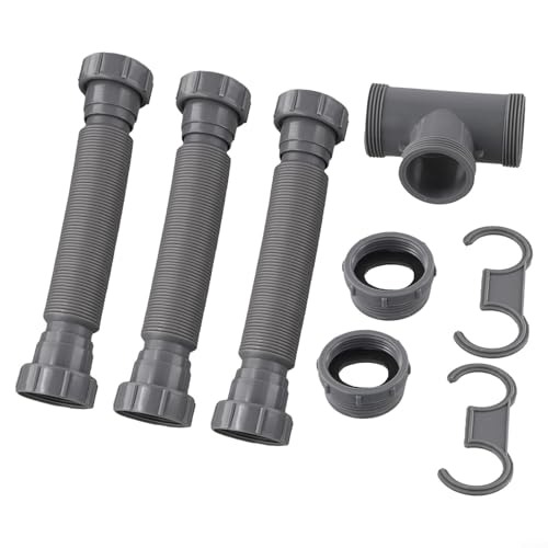Solaughguy Kit de drenaje ajustable para fregadero doble con trampa P flexible, extensión de 20-80 cm, adaptadores de 2 y -/4 pulgadas para instalación de fontanería de cocina y baño