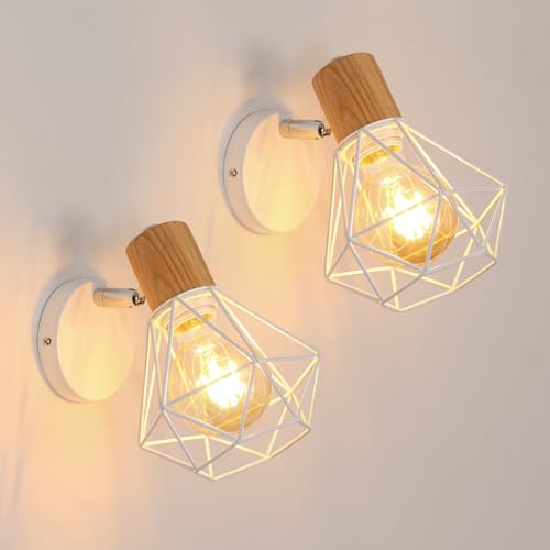 💡[Specifiche] Confezione da due pezzi. Dimensioni della lampada da parete per interni: 20*15,5*13,5 cm. diametro della base: 10 cm. la testa della lampada può essere ruotata di 350°, può essere fissata alla parete o al soffitto, utilizzata come lampada da parete o da soffitto. Realizzata in metallo, robusta e durevole. Colore: bianco.