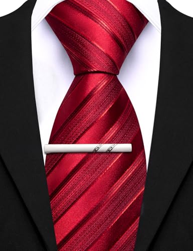 Image of Barry.Wang Mens 6 PCS Ties Silk Striped Paisley Check Floral Necktie Silky Woven Wedding Business Party Ties 3.34 inch