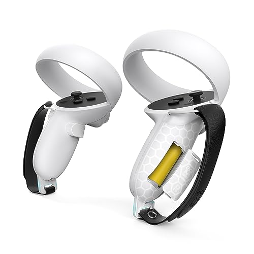 AMVR Controller Griff Kompatibel mit Quest 2 Zubehör, mit Batterieöffnungsschutz, Anti-Wurf-Gurt und Verstellbarer Handgelenkschlaufen