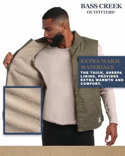Bass Creek Outfitters Mens Duck Vest - Heavyweight Mens Vest Canvas Sherpa Lined Warm Work Vests (Sizes M-XXL)4