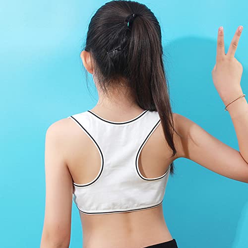 Seamless Girls Racerback Sports Bra - Pack of 4 - Big Girls' Cotton Built-Up Stretch Sports Bra for Aged 8-15 - Pattern 22