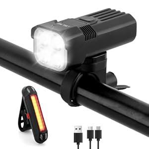Bike Light for Night Riding, 2000LM/1000LM Bicycle Headlight & Taillight, Multiple Modes,3000mAh/2000mAh USB C Rechargeable Waterproof LED Bright Bike Headlights for Cyclists and Commuters