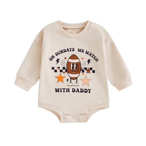 Newborn Baby Football Outfit Bubble Romper Long Sleeve Sweatshirt Jumpsuits Bodysuit Fall Winter Clothes