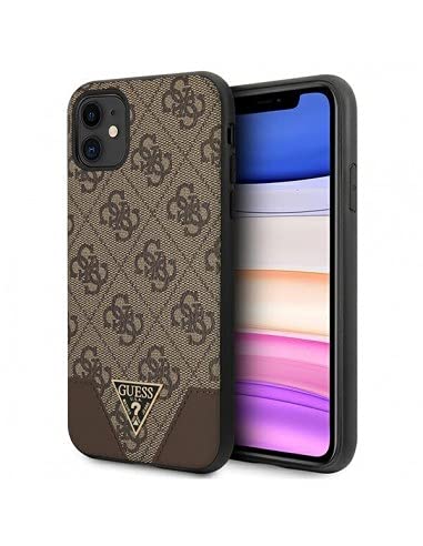 GUESS GUHCN61PU4GHBR Coque pour iPhone 11 6,1" Marron 4G Collection Triangle