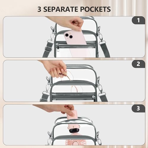 Image of Blvornl Clear Crossbody Bag with Adjustable Shoulder Strap, Stadium Approved PVC Purse Bag, Messenger Bag