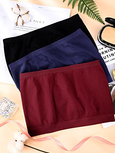 Image of HESTYA 3 Pack Women's Strapless Bandeau Bra Seamless Bralette Soft Stretchy Non-Padded Wireless Tube Top Bras