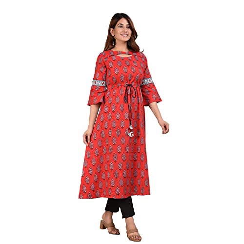 Image of Yash Gallery Women's Cotton Relaxed Fit Anarkali Kurti