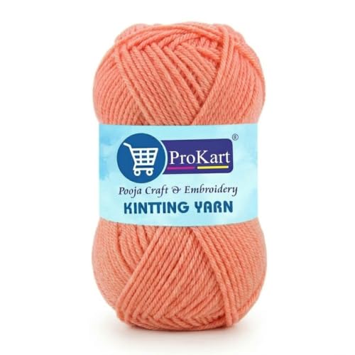 Image of ProKart Premium 4-Ply Woolen Knitting Yarn | 100g Light Peach Hand Crochet Soft Wool for Sweaters, Scarves, Hats, Baby Clothes & DIY Craft Accessories (1 Ball x 100g)