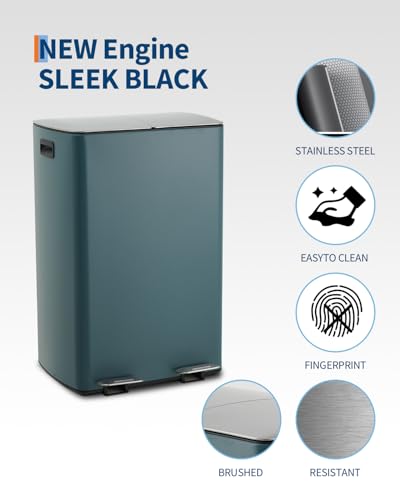 Bote de basura con pedal y doble compartimento 60L azul miniatura 7