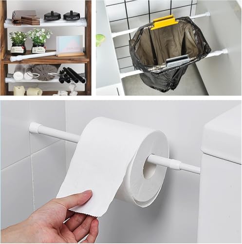 6 Stück Teleskopstange, Goowin 30-50cm Spannstange ohne bohren, rostfreie Feder, verstellbare Spannstange für Schrank, Küche, Schrank, Kleiderschrank, Bücherregal (weiß)