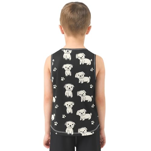 Boys Tank Top Shirts Cute Dog Lovely Puppy Paw Sleeveless T-Shirts Crew Neck for Kids Clothing Children3