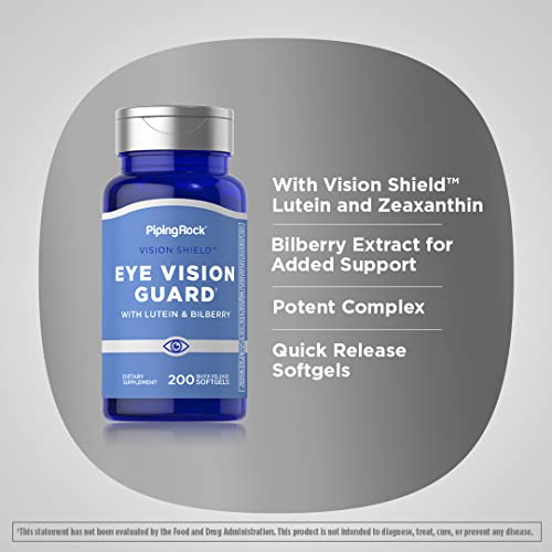 Piping Rock Lutein And Zeaxanthin Supplements | 200 Softgels | With Bilberry | Eye Vision Vitamins Complex | Non-Gmo, Gluten Free #TOP3