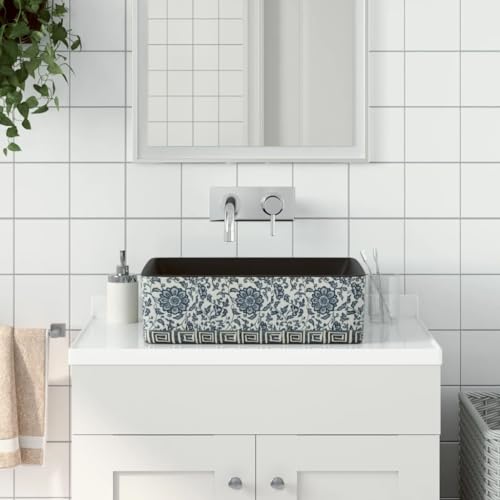 Vetnasa Lavabo de encimera Rectangular cerámica Negro Azul 46x35,5x13cm Bricolaje, Fontanería, Piezas para fontanería, Lavabos y fregaderos, Lavabos Azul 10,95 KG