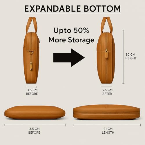 Image of Premium Laptop Shoulder Sling Bag, Executive Business Travel Messenger Bag for Men & Women, Luxury Protective Laptop Case Compatible with MacBook, HP, Dell, (15.6 Inches)