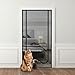 OSOLADY Pet Screen Door Zipper for Cats and Dogs Heavy-Duty Mesh with Gray Fabric and Black Trim 90x200cm Suitable for Interior and Exterior Doors