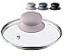 Couvercle en verre KADAX avec poignée en silicone, couvercle résistant à la chaleur pour casseroles couvercle avec trou de vapeur, couvercle universel en différentes tailles, rond (18cm, beige)