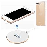 Wireless Charger Kit for iPhone 7 Plus, hanende [Sleep-Friendly] Qi Wireless Charging Pad and Wireless Receiver Case for iPhone 7 Plus (Gold)