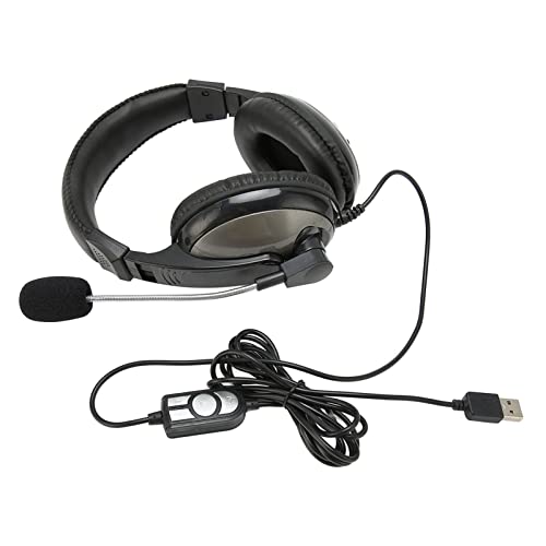 FECAMOS Gaming Headset, Soft USB Game Headset Adjustable Volume Noise Reduction for Home
