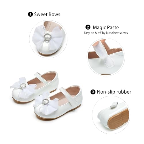 Image of GINFIVE Toddler Girls Dress Shoes Little Girls Mary Janes Ballerina Flats Shoes Toddler