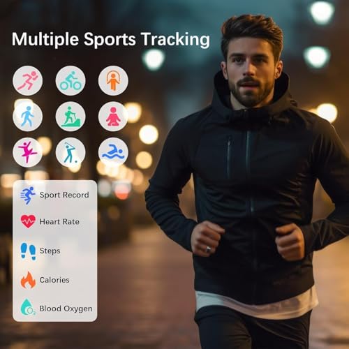 Anello intelligente sottile per gli uomini, 24/7 cardiofrequenzita monitor del sonno dell'ossigeno del sangue, IP68 Tracker di fitness impermeabile con app, nessuna sottoscrizione, passaggi di traccia