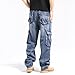 LUOBANIU Men's Baggy Jeans Hip Hop Loose fit 90s Vintage Cargo Denim Pants Fashion Dance Skater Skateboard Pants (1808-Light Blue, 44)