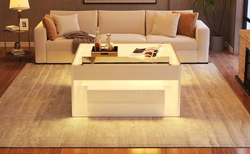 Mesa de centro de vidrio templado y MDF blanco Anself 7