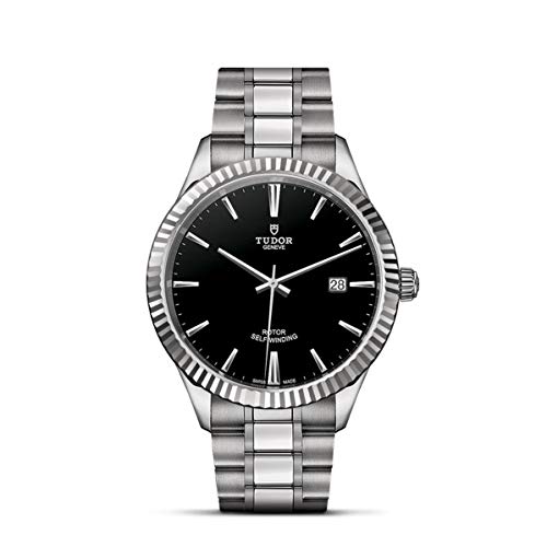 Tudor �����Y�X�^�C�� 41mm �X�`�[���u���X���b�g&�P�[�X �T�t�@�C�A�N���X�^�� �����u���b�N�_�C�����r���v M12710-0003