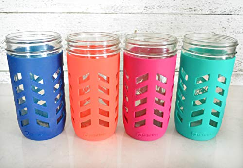 Jarjackets Silicone Mason Jar Protector Sleeve - Fits 24Oz (1.5 Pint) Wide-Mouth Jars | Package Of 4 (Multicolor) #TOP5